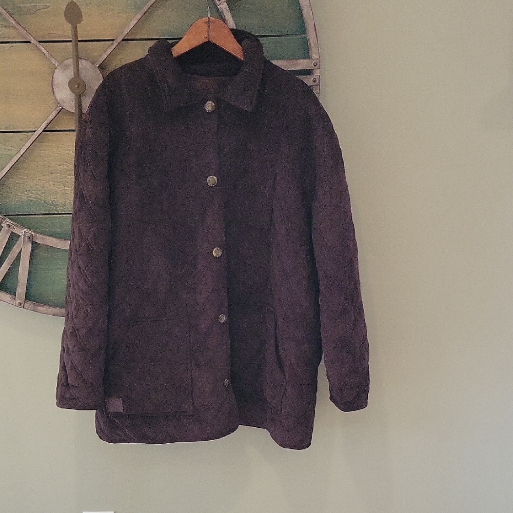 Lauren Ralph Lauren Quilted Brown Faux Suede Chore Jacket